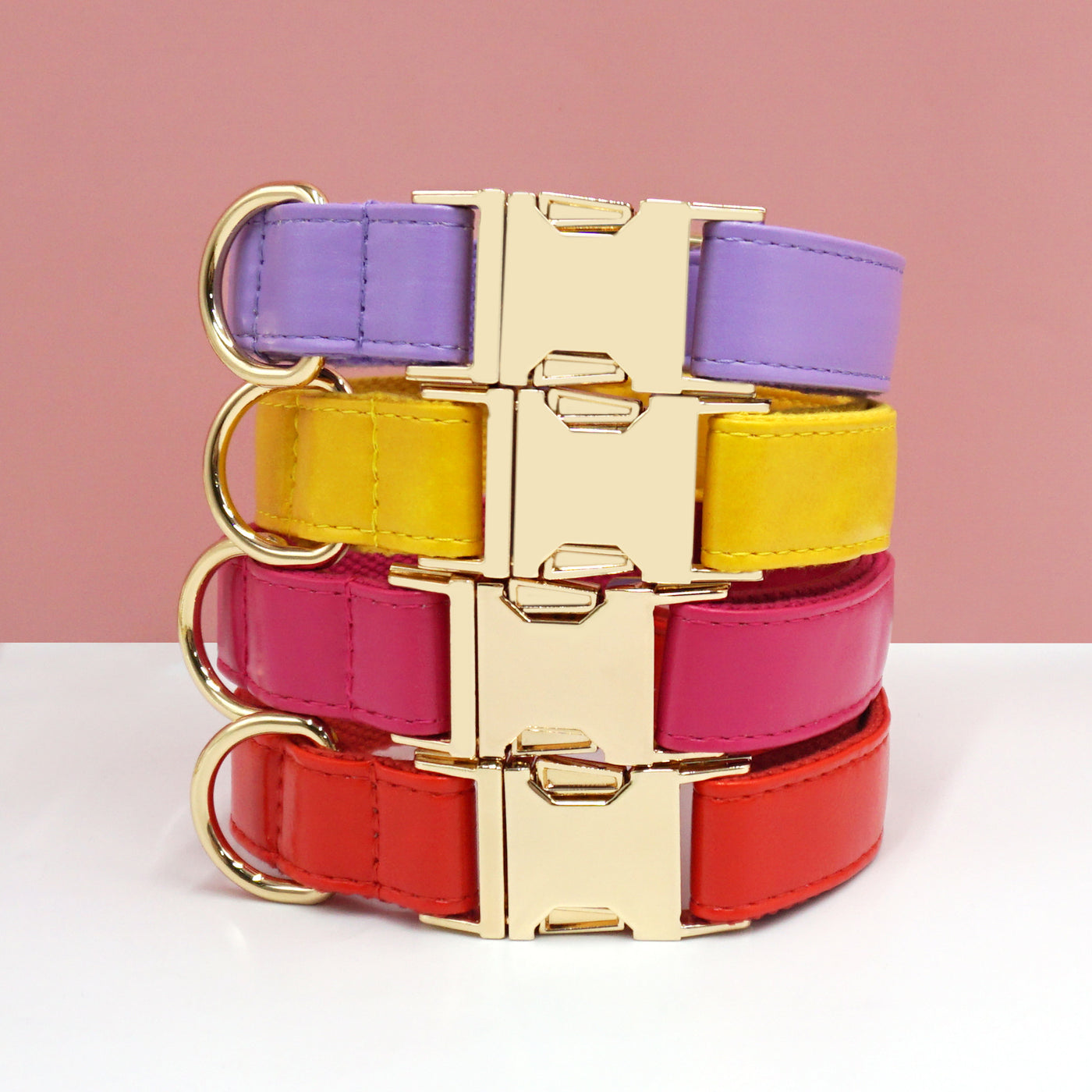 Color Block Leather Dog Collar – Soft Velvet Pet Collar in Multiple Stylish Colors
