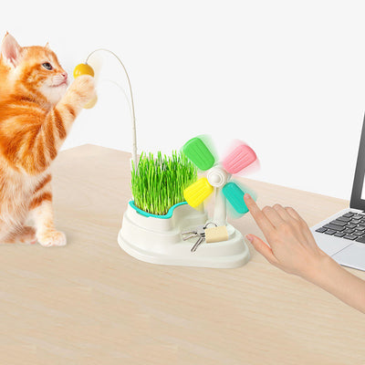 Windmill Cat Toy with Flexible Wand – Interactive Desktop Spinner for Cats