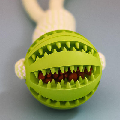Interactive Rope Dog Toy with Treat Ball – Chew & Tug Toy for Small Dogs, Dental Cleaning & Training