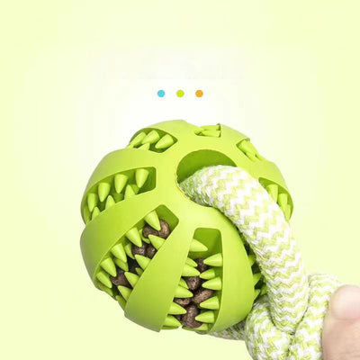 Interactive Rope Dog Toy with Treat Ball – Chew & Tug Toy for Small Dogs, Dental Cleaning & Training