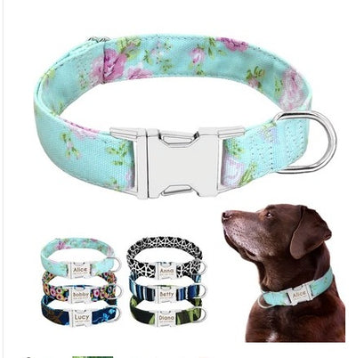 Custom Engraved Dog Collar with Bell – Adjustable Anti-Lost ID Tag Nylon Collar for Small to Large Dogs