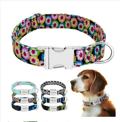 Custom Engraved Dog Collar with Bell – Adjustable Anti-Lost ID Tag Nylon Collar for Small to Large Dogs
