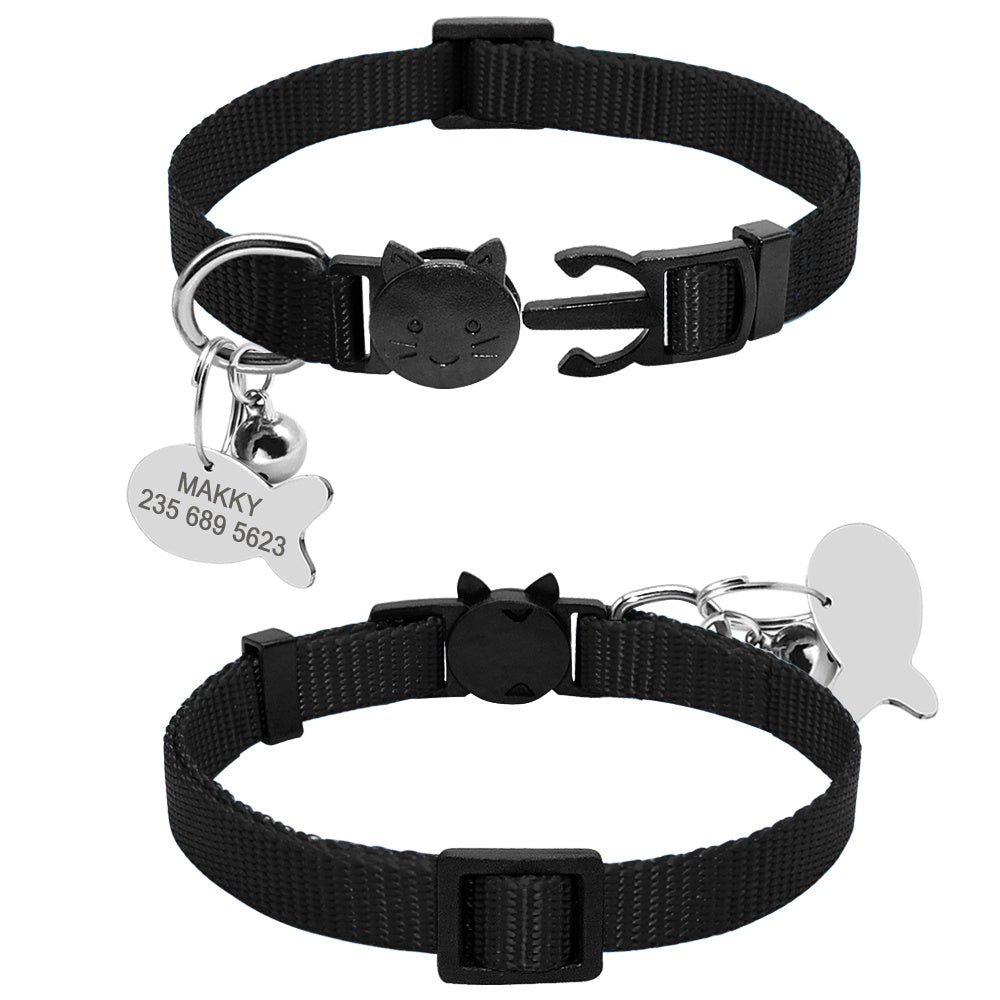 Personalized Breakaway Cat Collar with ID Tag & Bell – Adjustable Safety Nylon Collar