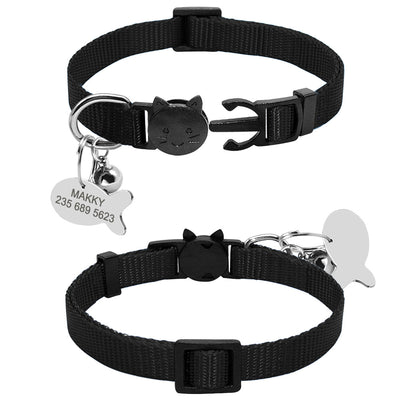 Personalized Breakaway Cat Collar with ID Tag & Bell – Adjustable Safety Nylon Collar