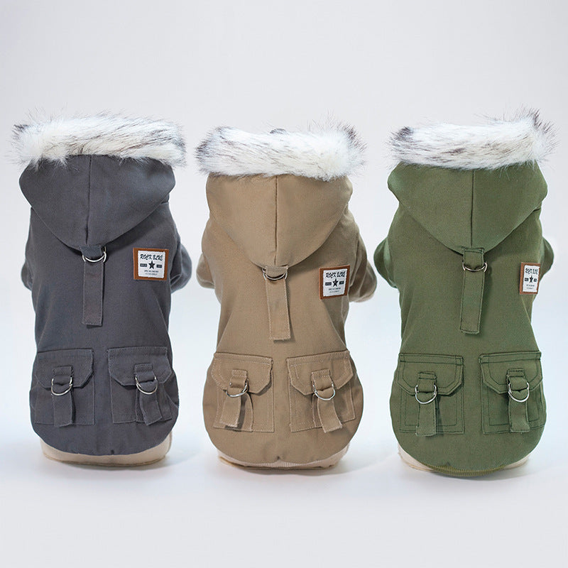 Warm Dog Coat with Hoodie – Cotton Winter Jacket for Small Dogs (Chihuahua, French Bulldog, Puppy)