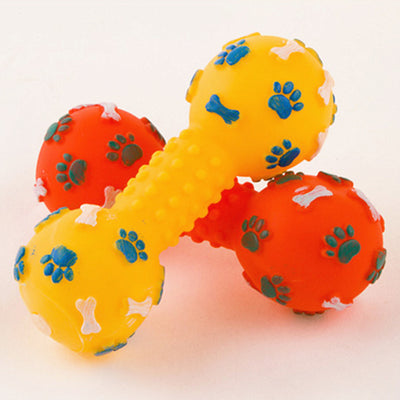 Squeaky Dumbbell Dog Toy – Soft PVC Chew Toy for Small Dogs & Puppies
