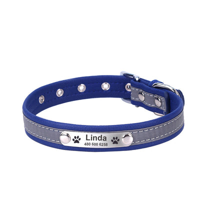 Reflective Microfiber Dog & Cat Collar – Soft Adjustable Collar with Personalized Lettering