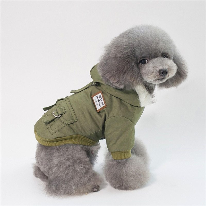 Warm Dog Coat with Hoodie – Cotton Winter Jacket for Small Dogs (Chihuahua, French Bulldog, Puppy)