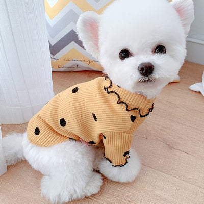 Polka Dot Turtleneck Dog Base Layer Shirt – Cotton Soft Pet Top in Multiple Colors & Sizes