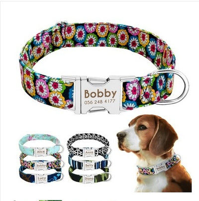 Custom Engraved Dog Collar with Bell – Adjustable Anti-Lost ID Tag Nylon Collar for Small to Large Dogs
