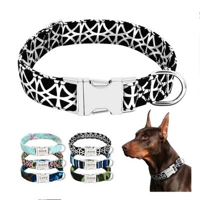Custom Engraved Dog Collar with Bell – Adjustable Anti-Lost ID Tag Nylon Collar for Small to Large Dogs