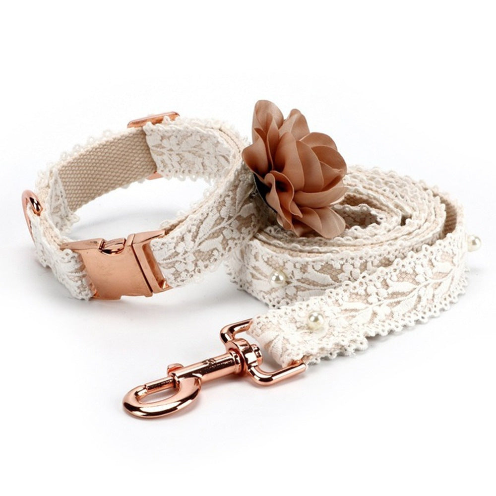 Lace Dog & Cat Harness and Leash Set – Adjustable Chest Strap with Floral Design