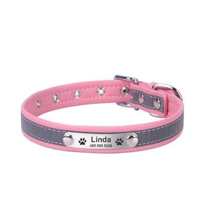 Reflective Microfiber Dog & Cat Collar – Soft Adjustable Collar with Personalized Lettering