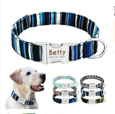 Custom Engraved Dog Collar with Bell – Adjustable Anti-Lost ID Tag Nylon Collar for Small to Large Dogs