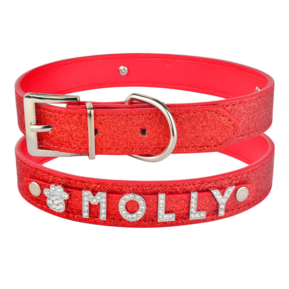 Custom DIY Alphabet Dog Name Collar – PU Leather Adjustable Pet Collar