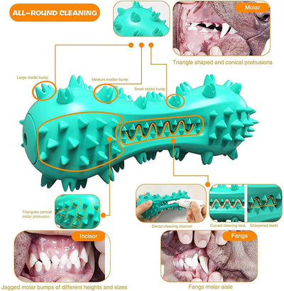 Durable Dog Chew Toy for Aggressive Chewers – Rubber Molar Toothbrush Stick with Squeaker for Small & Medium Dogs – Dental Cleaning Aid