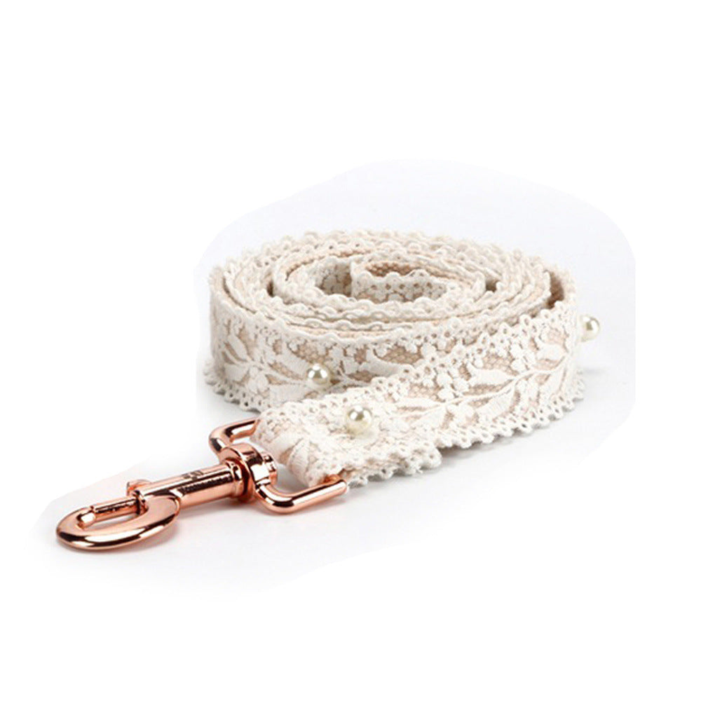 Lace Dog & Cat Harness and Leash Set – Adjustable Chest Strap with Floral Design