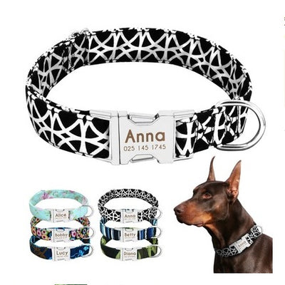 Custom Engraved Dog Collar with Bell – Adjustable Anti-Lost ID Tag Nylon Collar for Small to Large Dogs