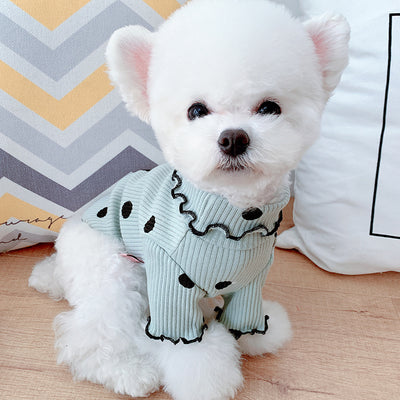 Polka Dot Turtleneck Dog Base Layer Shirt – Cotton Soft Pet Top in Multiple Colors & Sizes