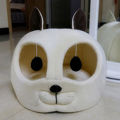 Soft Plush Cat Bed – Machine Washable Pet Bed with Artificial Short Plush Lining (16.5×15.7×14.5 in)