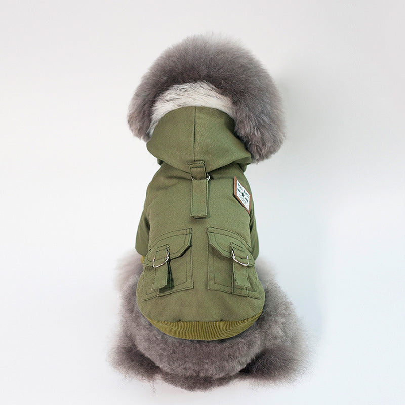 Warm Dog Coat with Hoodie – Cotton Winter Jacket for Small Dogs (Chihuahua, French Bulldog, Puppy)