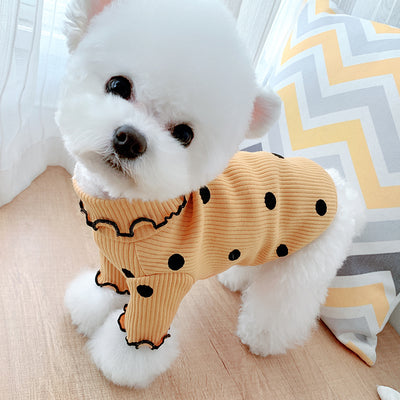 Polka Dot Turtleneck Dog Base Layer Shirt – Cotton Soft Pet Top in Multiple Colors & Sizes