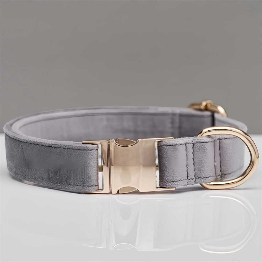 Mint Green Velvet Dog Collar & Leash Set – Adjustable Collar with Optional Bow Tie