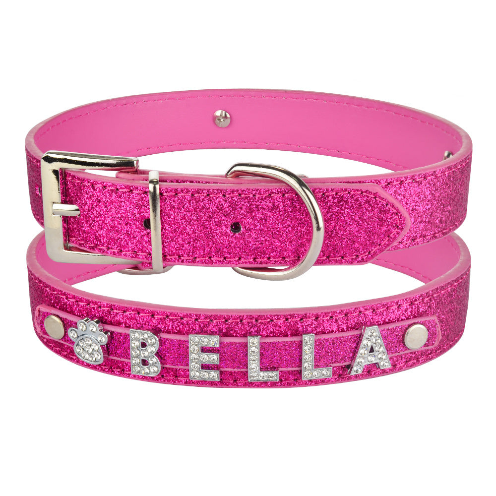 Custom DIY Alphabet Dog Name Collar – PU Leather Adjustable Pet Collar