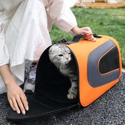Multi-Purpose Pet Crossbody Bag – Lightweight Oxford Carrier for Small Pets (S/M/L, Pink, Orange, Blue)