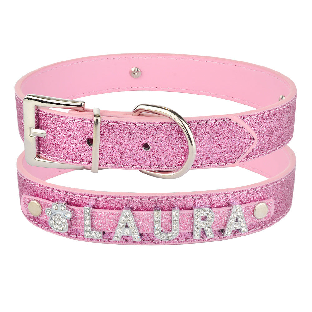 Custom DIY Alphabet Dog Name Collar – PU Leather Adjustable Pet Collar