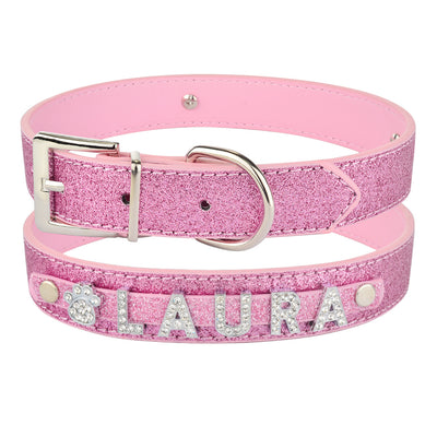 Custom DIY Alphabet Dog Name Collar – PU Leather Adjustable Pet Collar