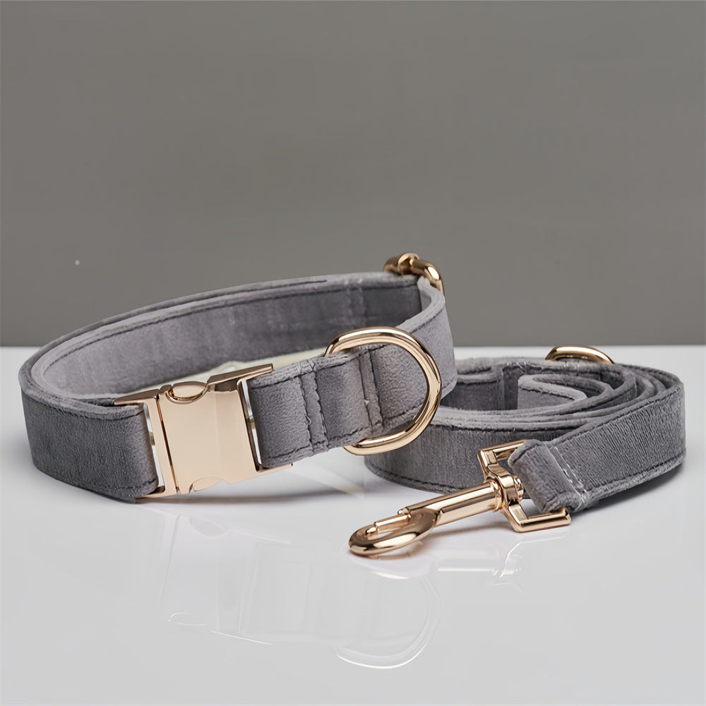 Mint Green Velvet Dog Collar & Leash Set – Adjustable Collar with Optional Bow Tie