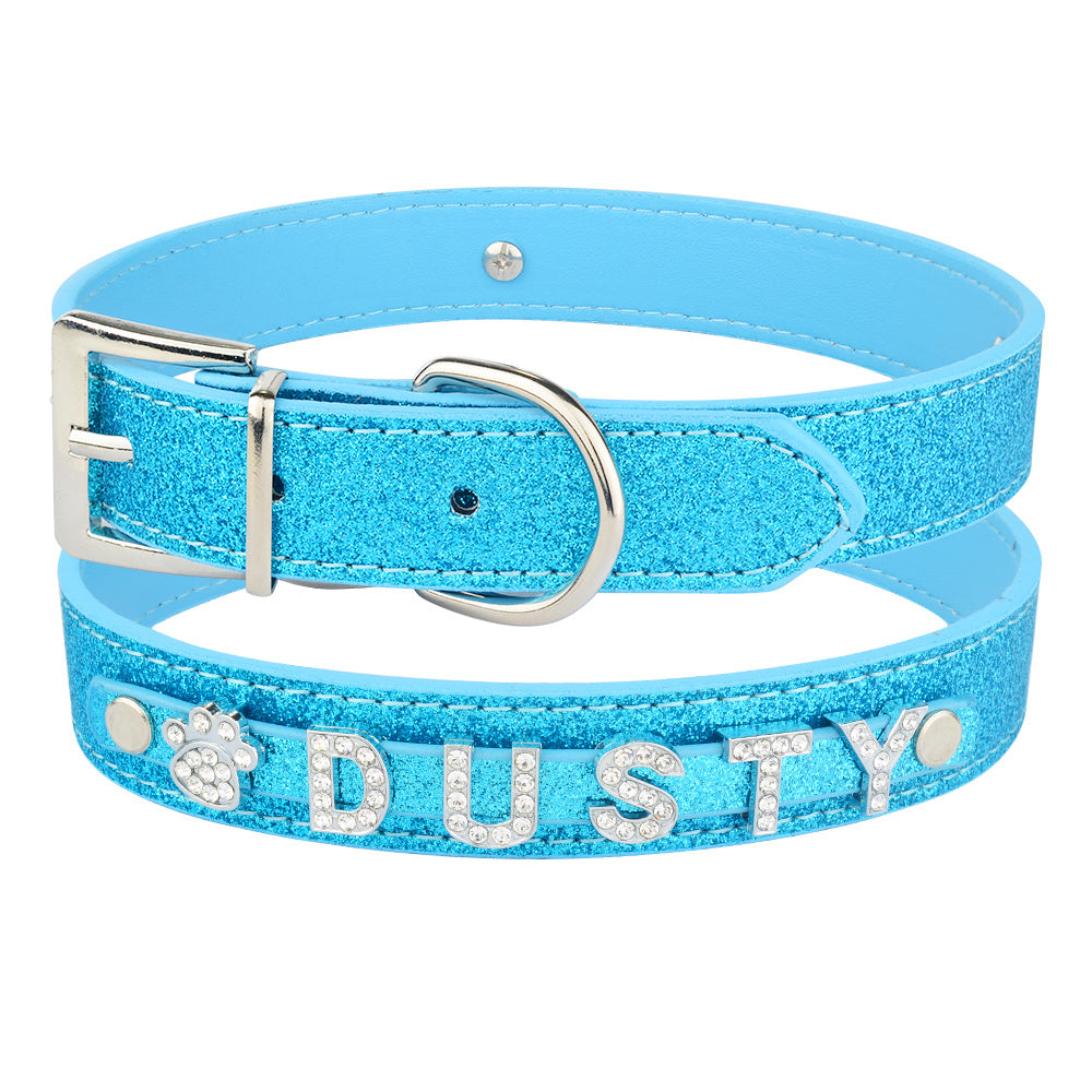 Custom DIY Alphabet Dog Name Collar – PU Leather Adjustable Pet Collar