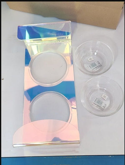 Acrylic Pet Bowl – Rainbow Dazzling Feeder for Cats & Small Dogs, Single or Double Bowl - 0
