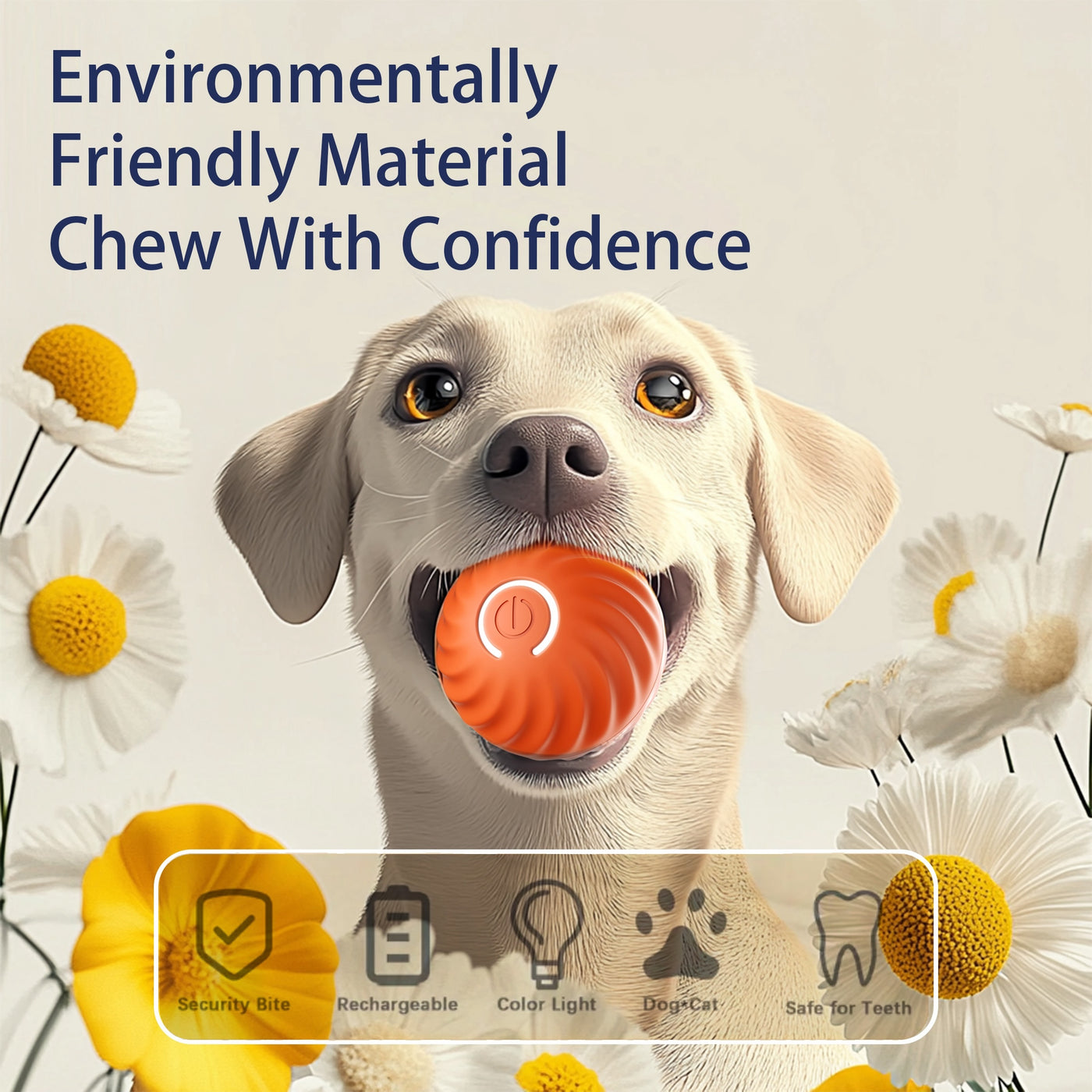USB Rechargeable Smart Dog Toy – Interactive Bouncing Ball for Dogs with Noise-Reducing Cover