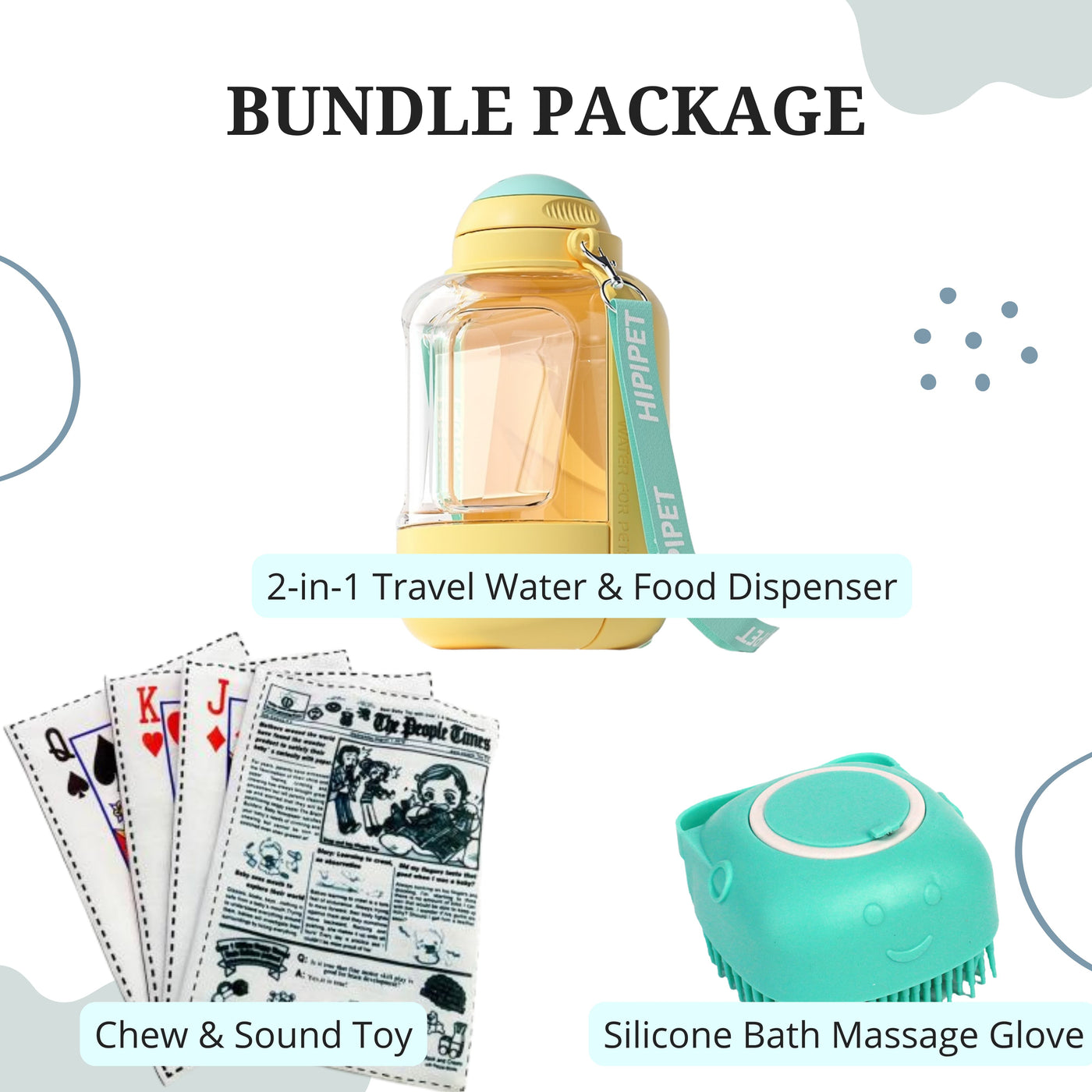 Outdoor Adventure Dog Care Set – Grooming Glove, Travel Bottle & Toy