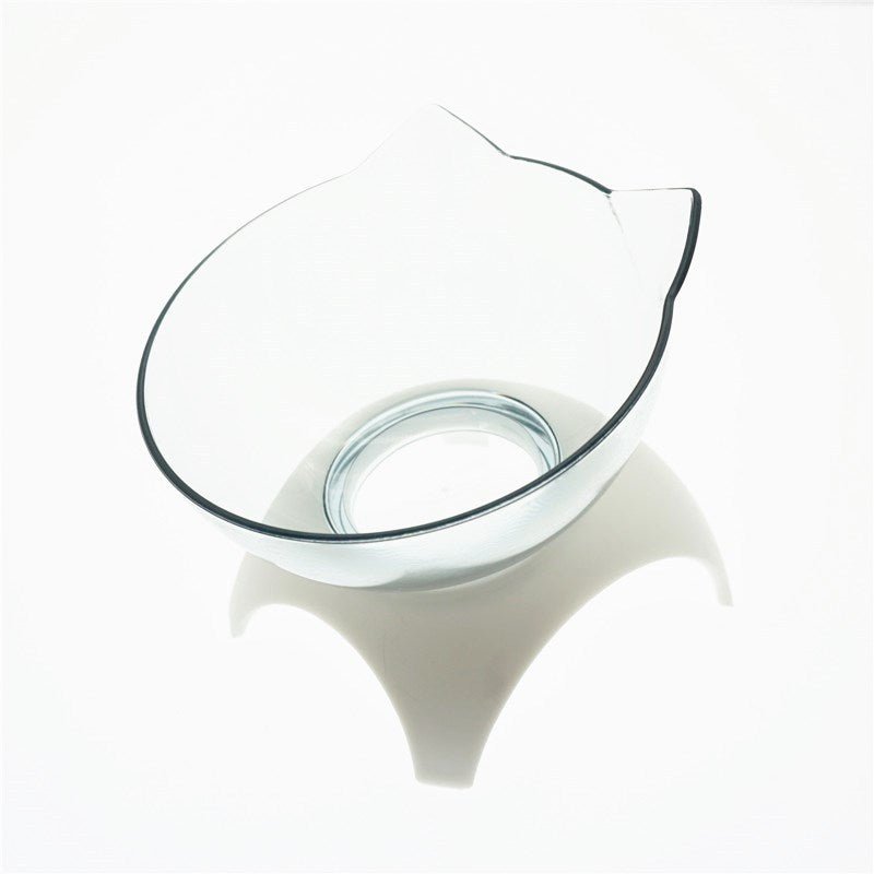 Cat Double Bowl – Elevated Cat Food & Water Bowl, Cervical Spine Protection, Anti - Skid, Transparent Cat Face Design - 0