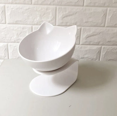 Cat Double Bowl – Elevated Cat Food & Water Bowl, Cervical Spine Protection, Anti - Skid, Transparent Cat Face Design - 0