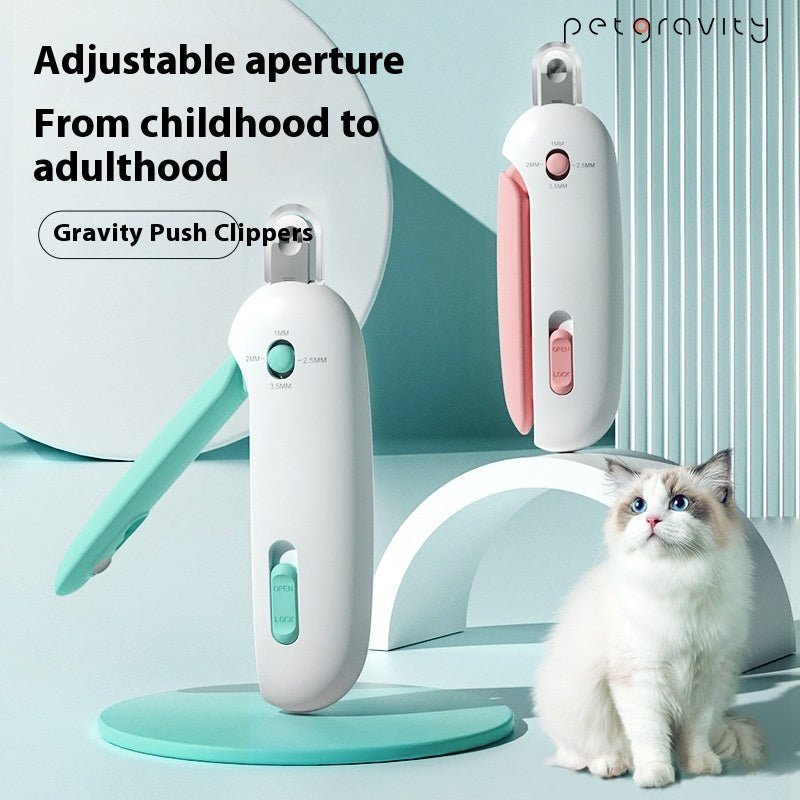 Cat Nail Scissors with Gravity Push – Safe & Easy Nail Trimmer for Cats, Blue & Pink Options - 0