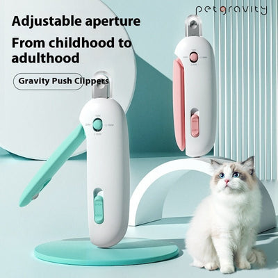 Cat Nail Scissors with Gravity Push – Safe & Easy Nail Trimmer for Cats, Blue & Pink Options - 0