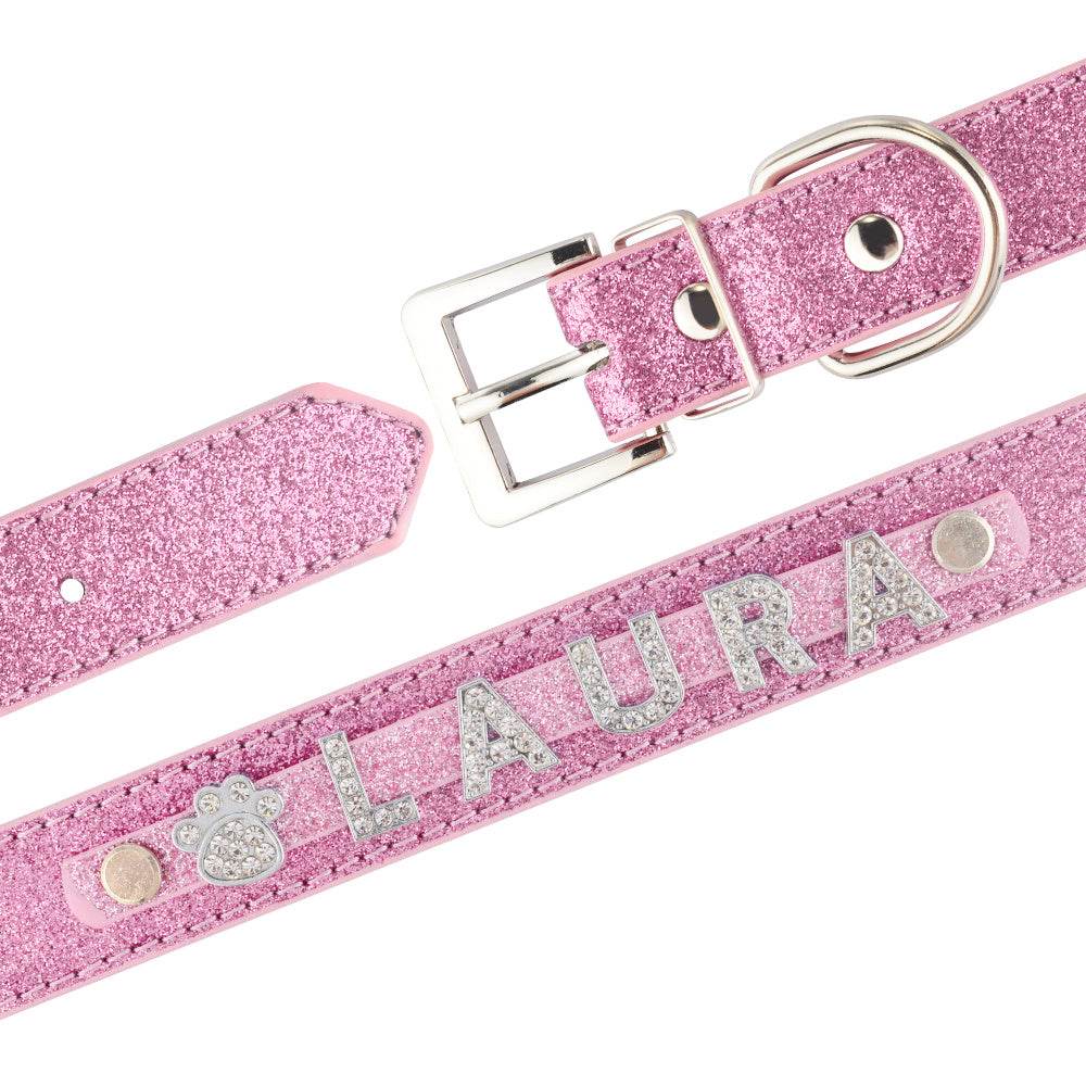 Custom DIY Alphabet Dog Name Collar – PU Leather Adjustable Pet Collar
