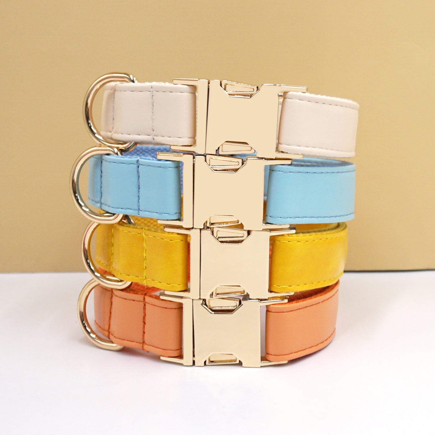 Color Block Leather Dog Collar – Soft Velvet Pet Collar in Multiple Stylish Colors