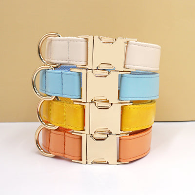 Color Block Leather Dog Collar – Soft Velvet Pet Collar in Multiple Stylish Colors
