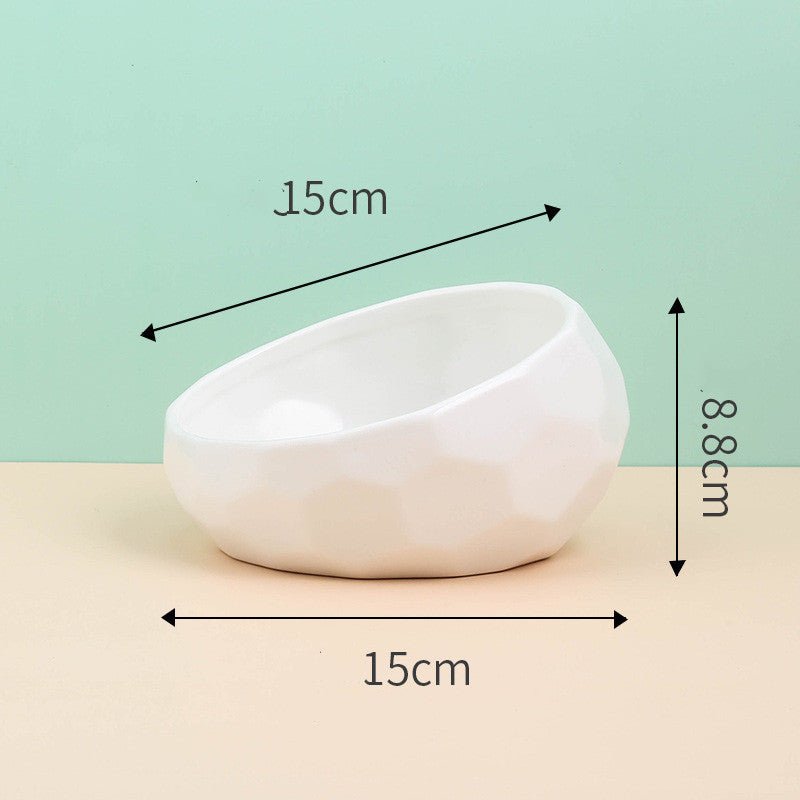 Ceramic Pet Bowl for Cats & Dogs – Oblique Mouth, Single or with Rack, Elegant & Durable - 0