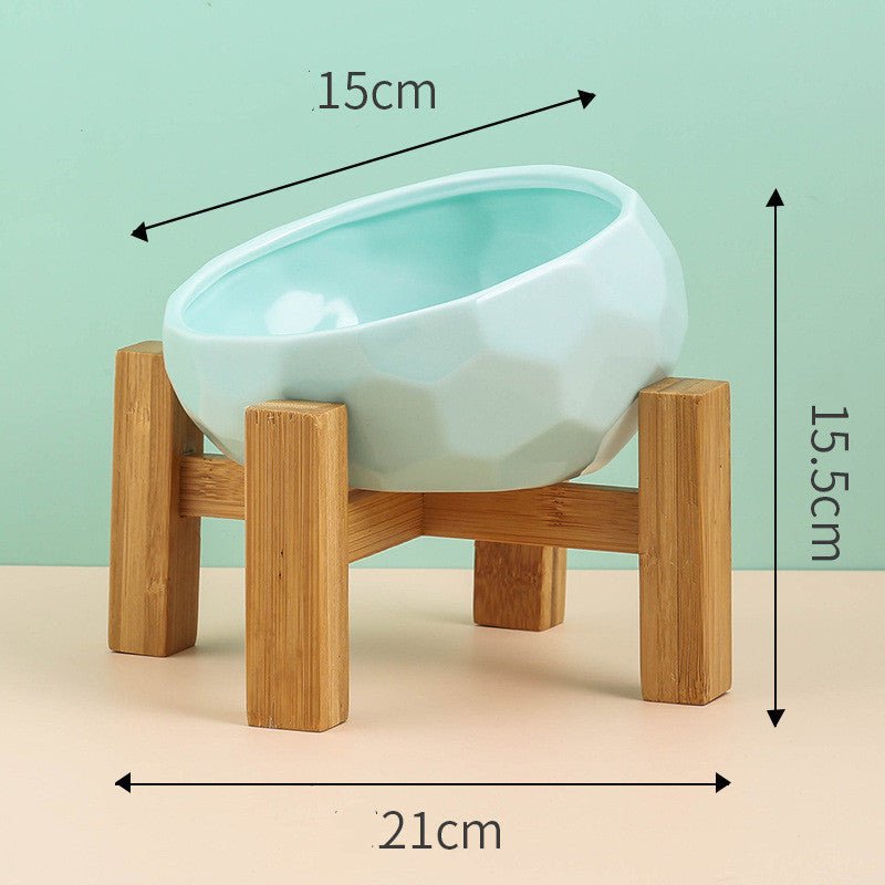 Ceramic Pet Bowl for Cats & Dogs – Oblique Mouth, Single or with Rack, Elegant & Durable - 0