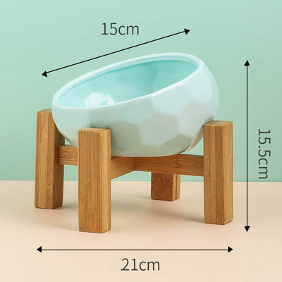 Ceramic Pet Bowl for Cats & Dogs – Oblique Mouth, Single or with Rack, Elegant & Durable - 0