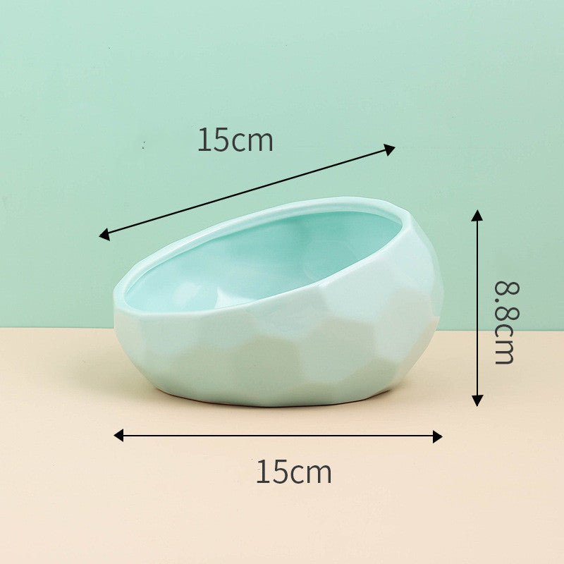 Ceramic Pet Bowl for Cats & Dogs – Oblique Mouth, Single or with Rack, Elegant & Durable - 0