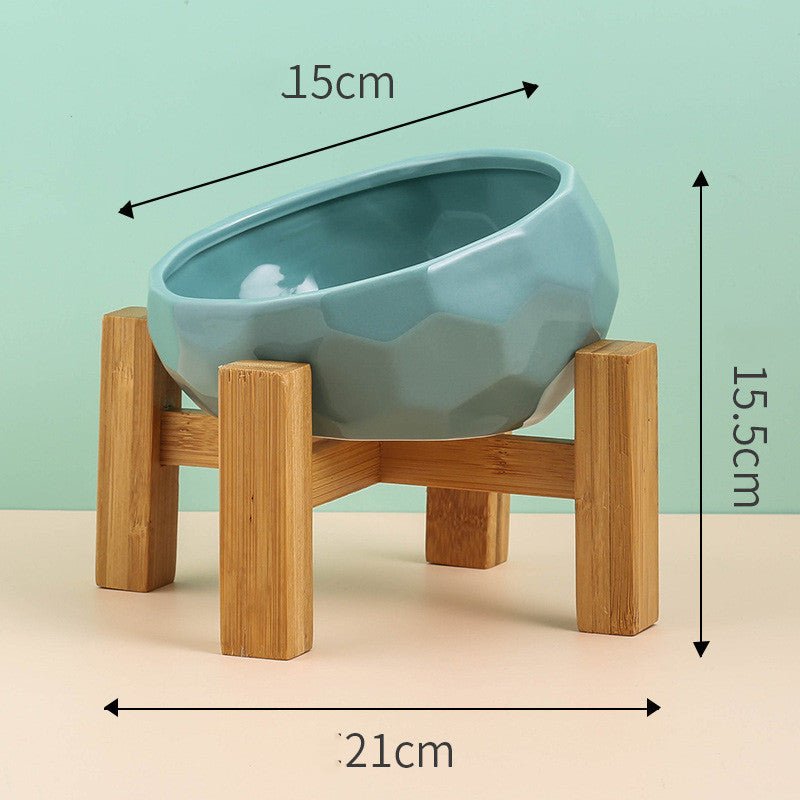 Ceramic Pet Bowl for Cats & Dogs – Oblique Mouth, Single or with Rack, Elegant & Durable - 0
