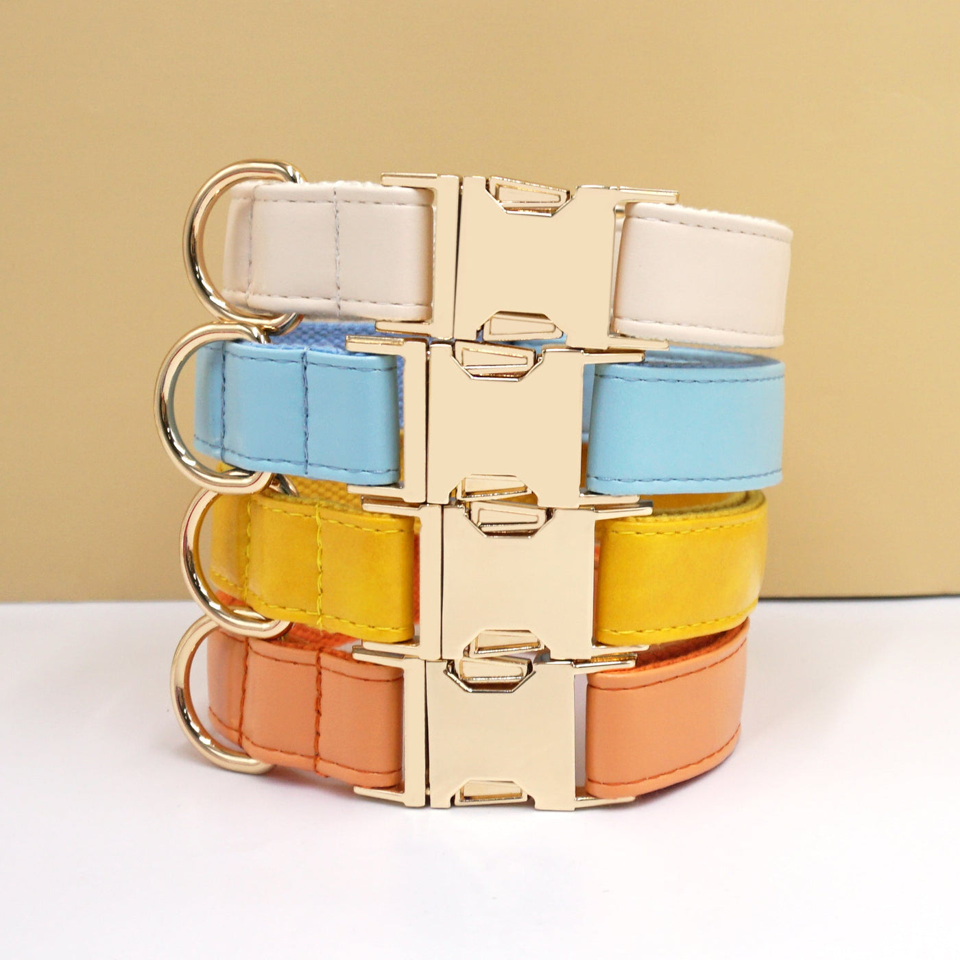 Color Block Leather Dog Collar – Soft Velvet Pet Collar in Multiple Stylish Colors - 0