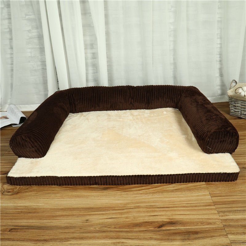 Corduroy Pet Sofa – Soft Non - Slip Dog & Cat Couch with High - Density Foam - 0